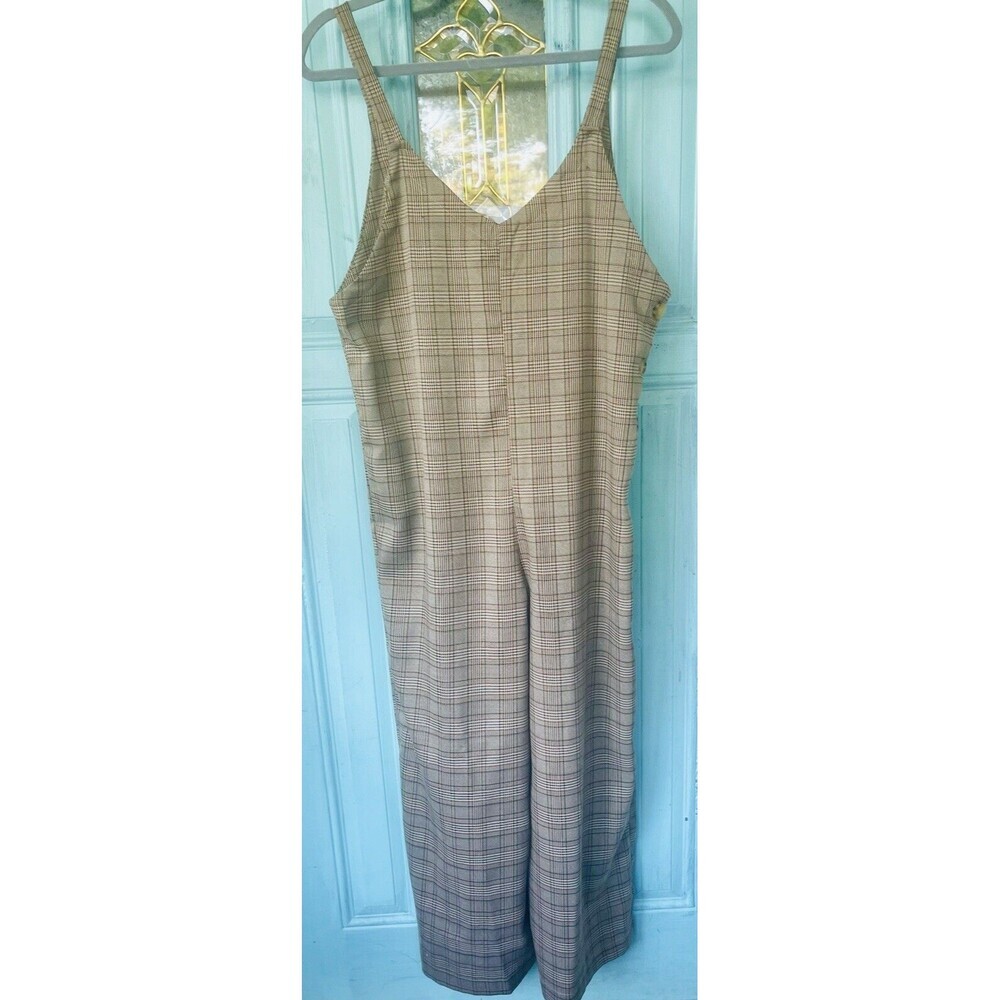 Brown Jumpsuit Women’s Small S Hem & Thread  Plaid Overall Jumpsuit New W Tags